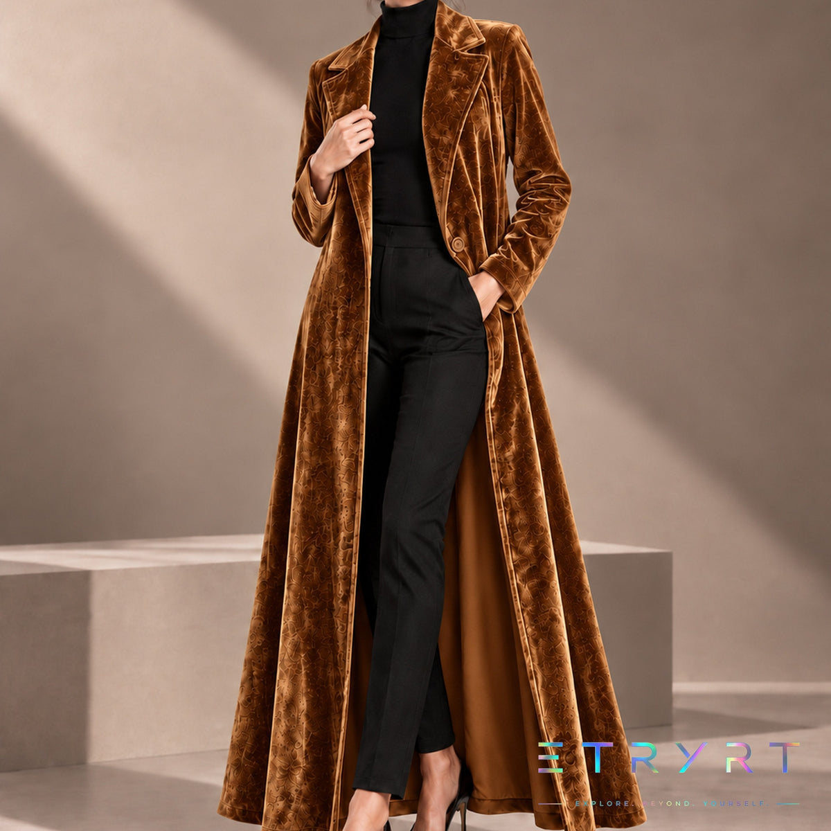 Béatrice | Manteau Long en Velours Ouvert