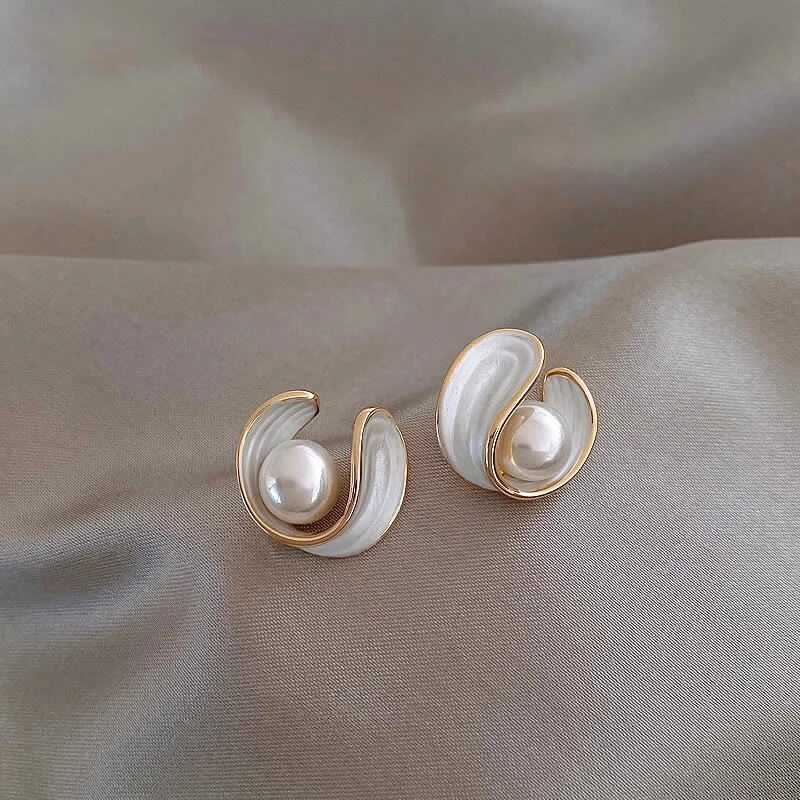Iris™ | Boucles d'Oreilles Pendantes Opale & Perle Dorées