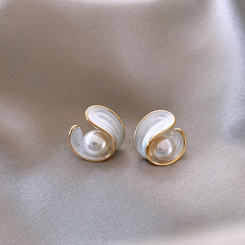Iris™ | Boucles d'Oreilles Pendantes Opale & Perle Dorées