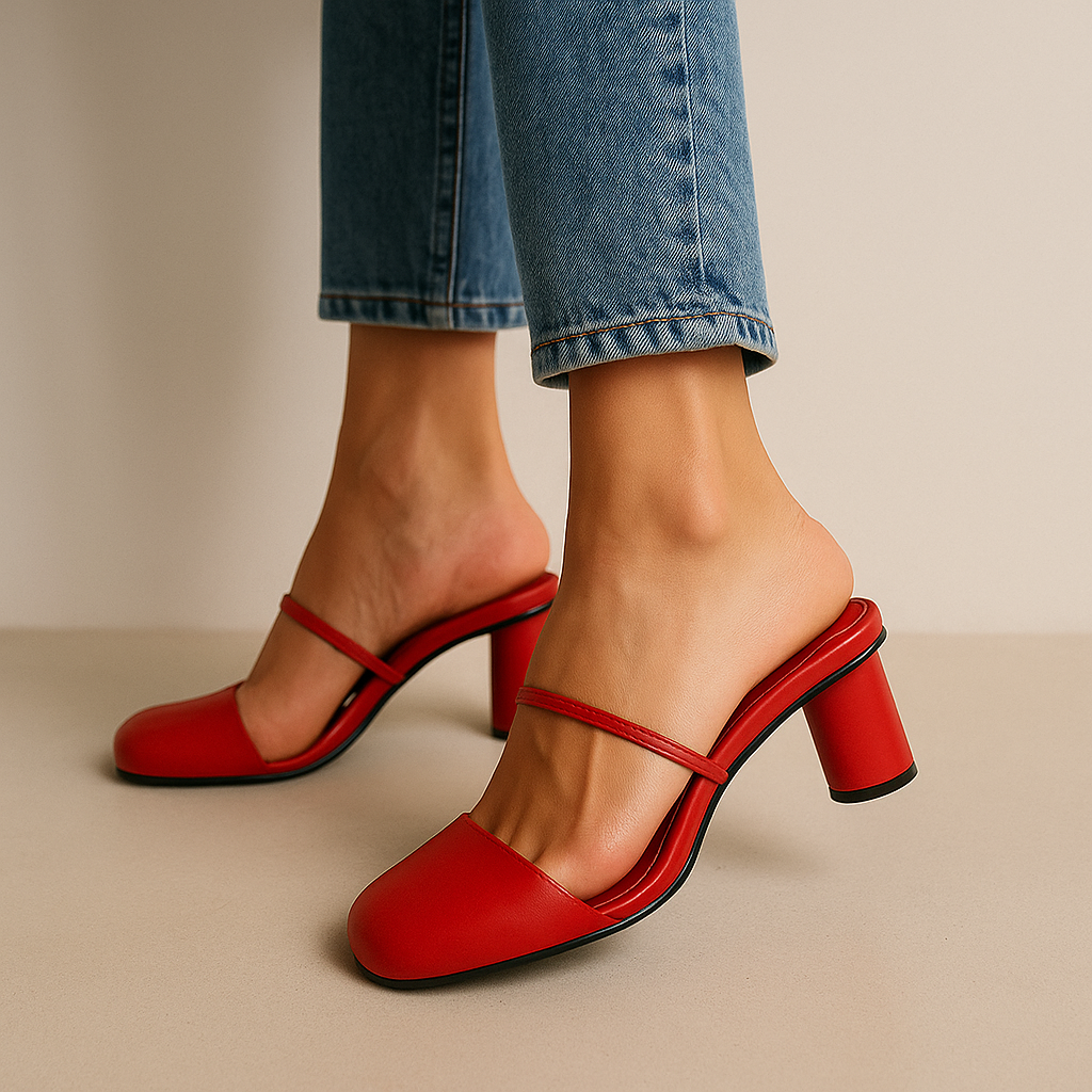 Nora - Mules à Bout Arrondi et Talon Sculpté