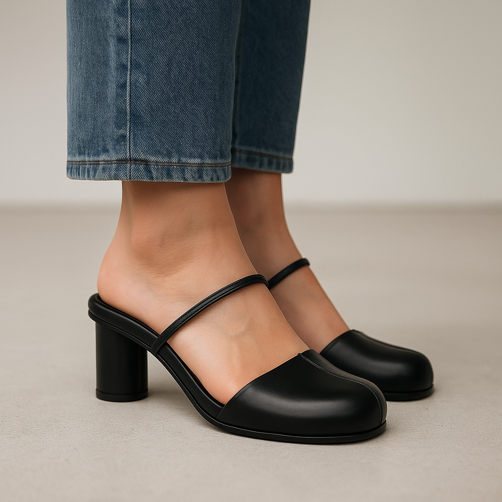 Nora - Mules à Bout Arrondi et Talon Sculpté