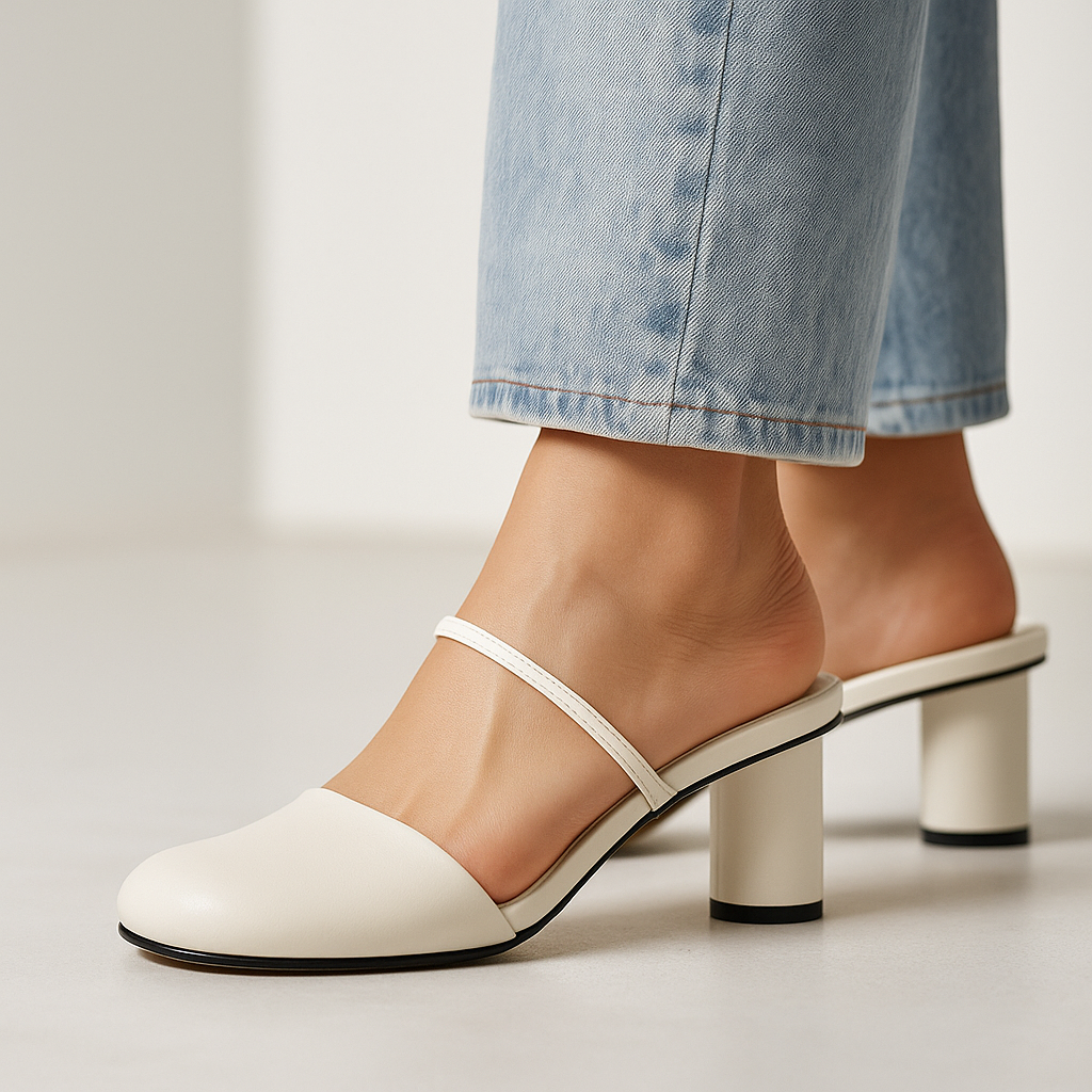 Nora - Mules à Bout Arrondi et Talon Sculpté