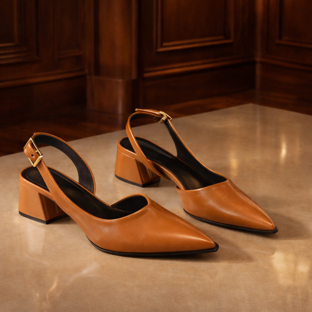 Maïa - Escarpins Slingback Pointus à Talon Carré
