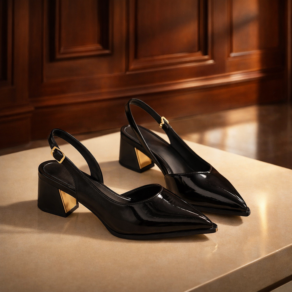 Maïa - Escarpins Slingback Pointus à Talon Carré