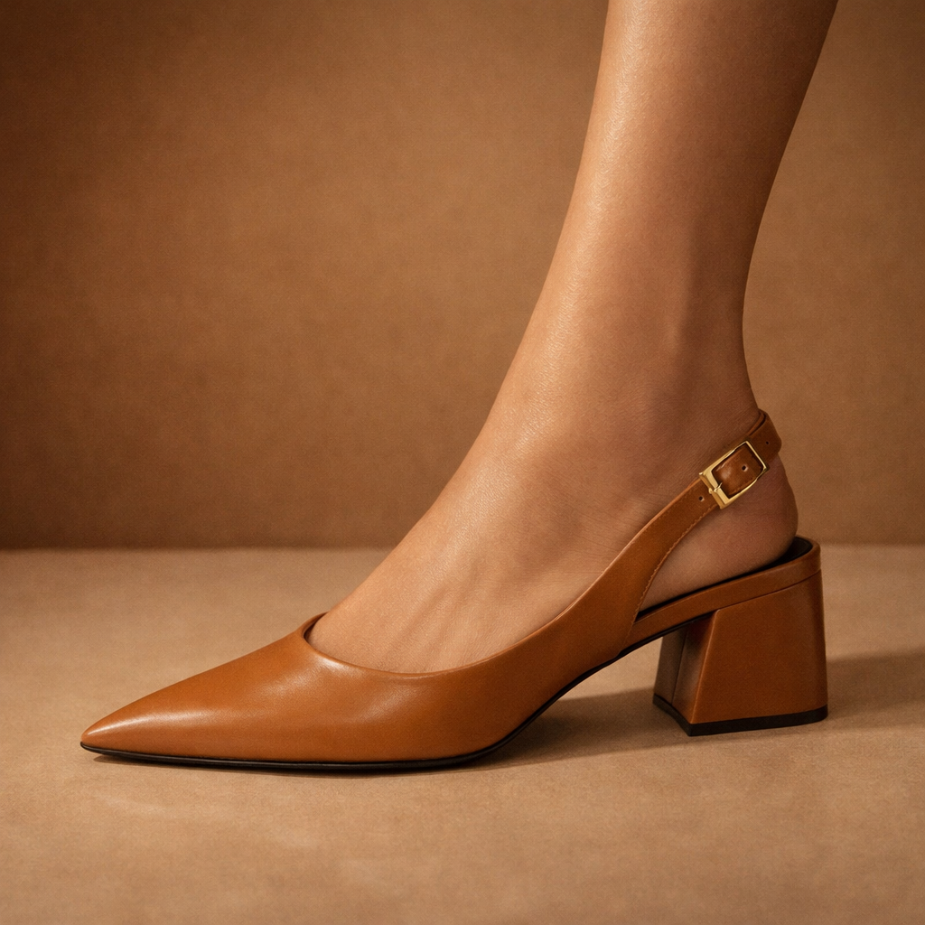 Maïa - Escarpins Slingback Pointus à Talon Carré