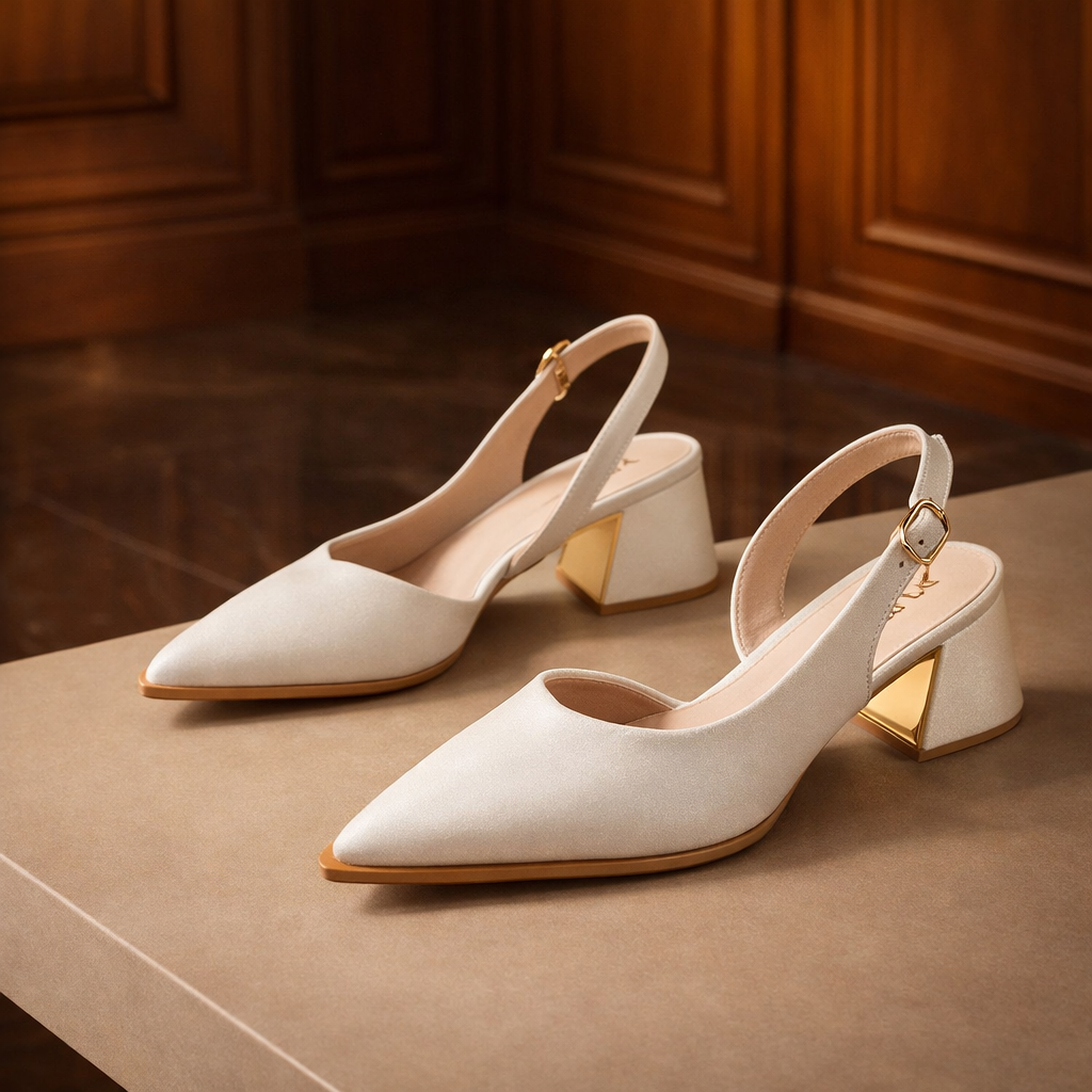 Maïa - Escarpins Slingback Pointus à Talon Carré