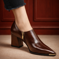 Rosa - Bottines Pointues en Cuir Véritable