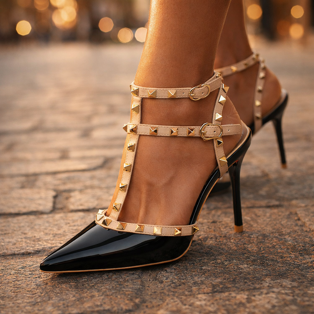 Naëlle - Escarpins Stiletto à Brides Cloutées