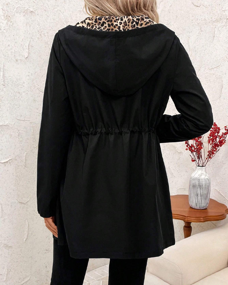 Anouk | Manteau Réversible à Capuche Imprimé Léopard