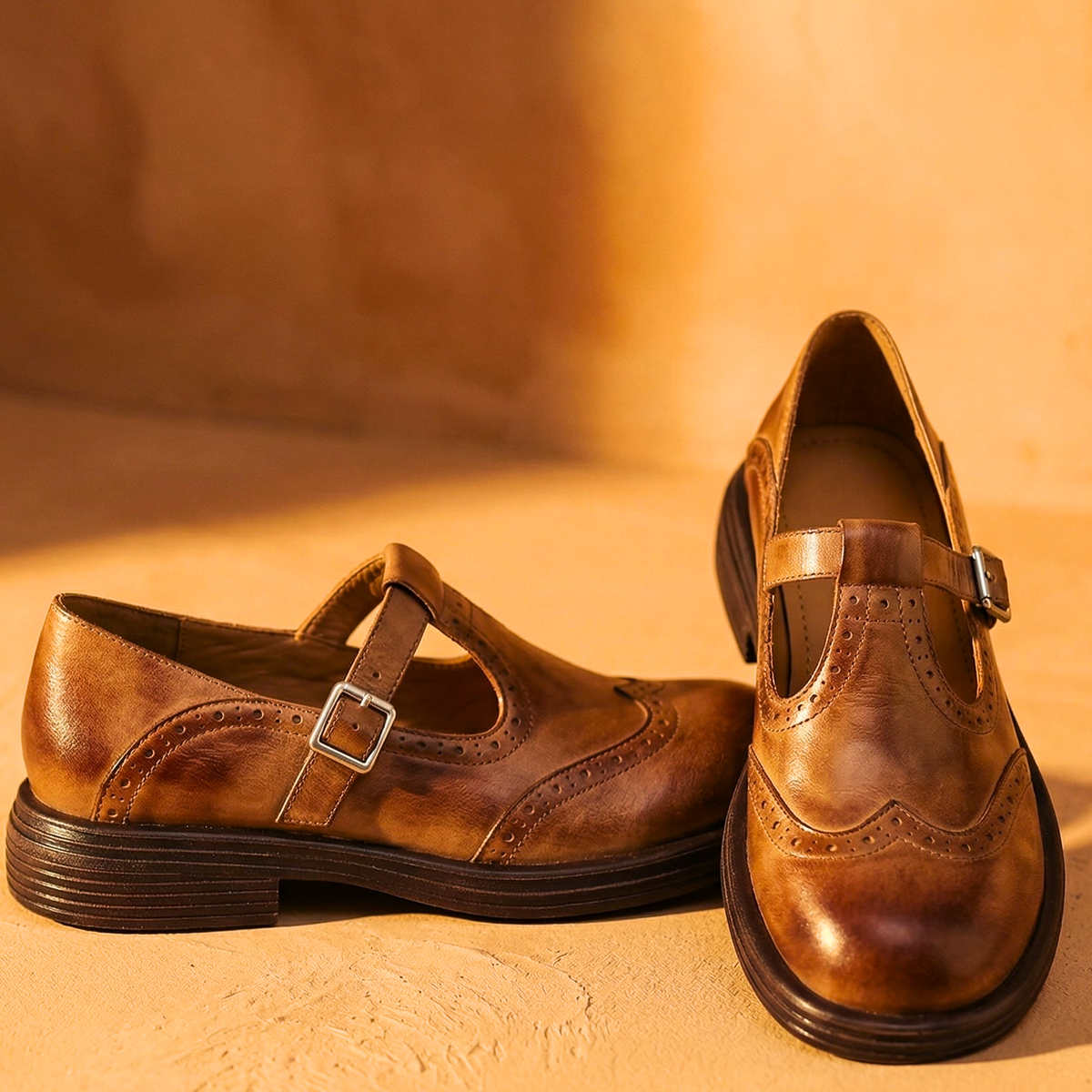 Romy - Mocassins en Cuir Véritable à Bride en T