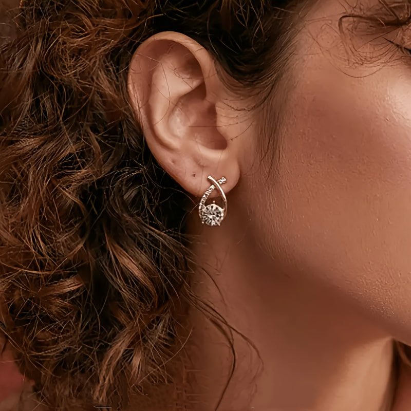 Coline | Boucles d'Oreilles Croix Dorées à Zircons
