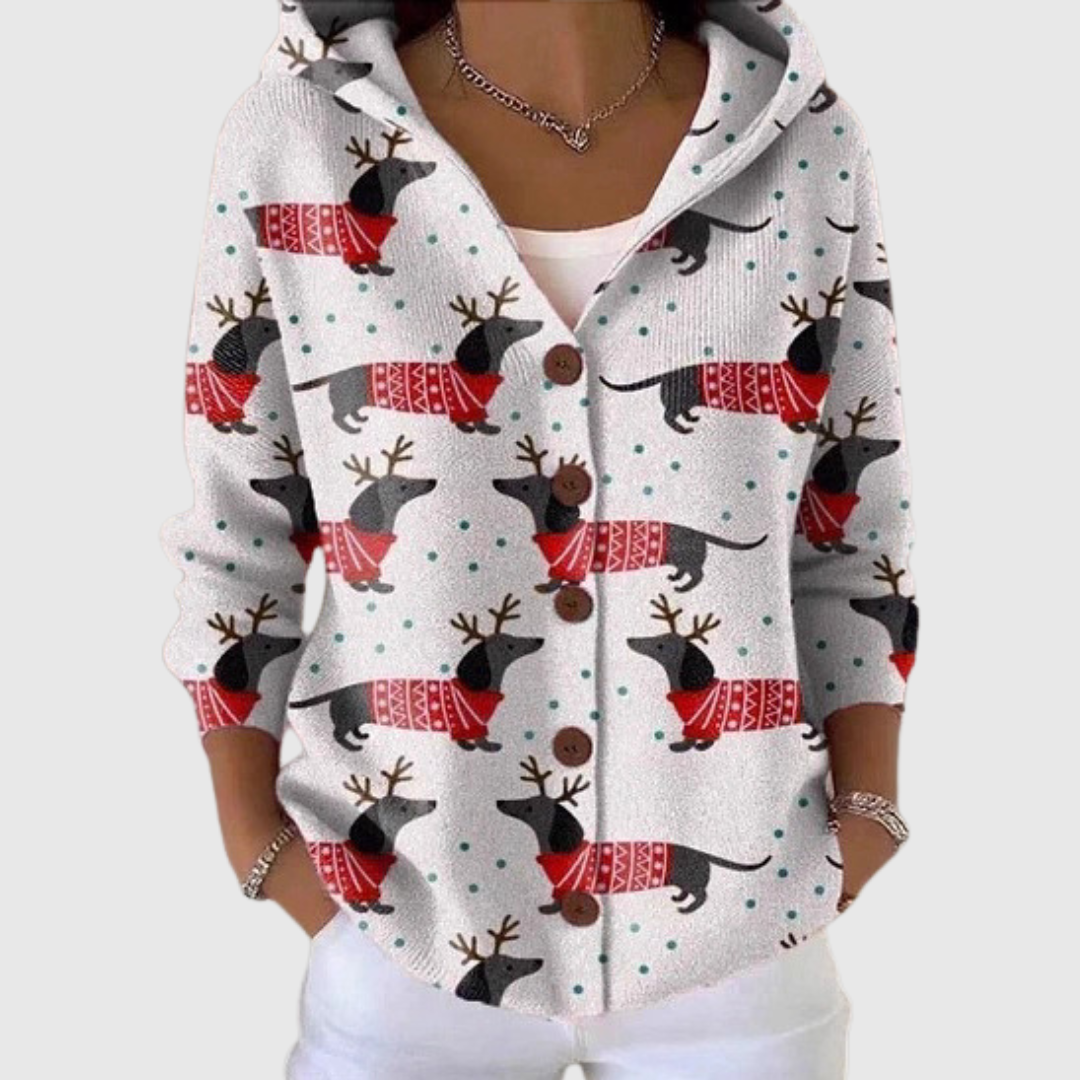 Évelyne | Gilet en Maille à Capuche