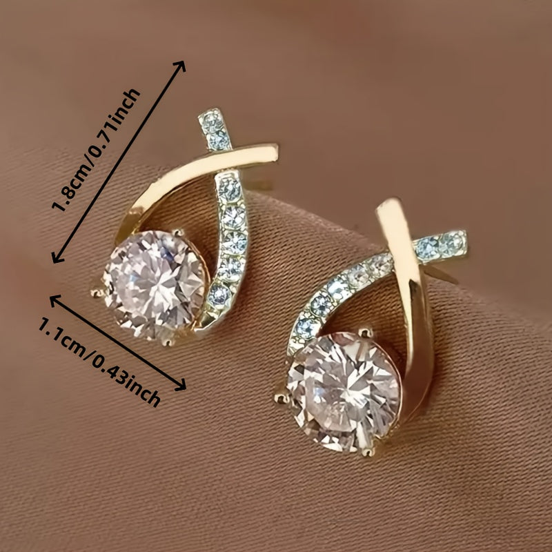 Coline | Boucles d'Oreilles Croix Dorées à Zircons