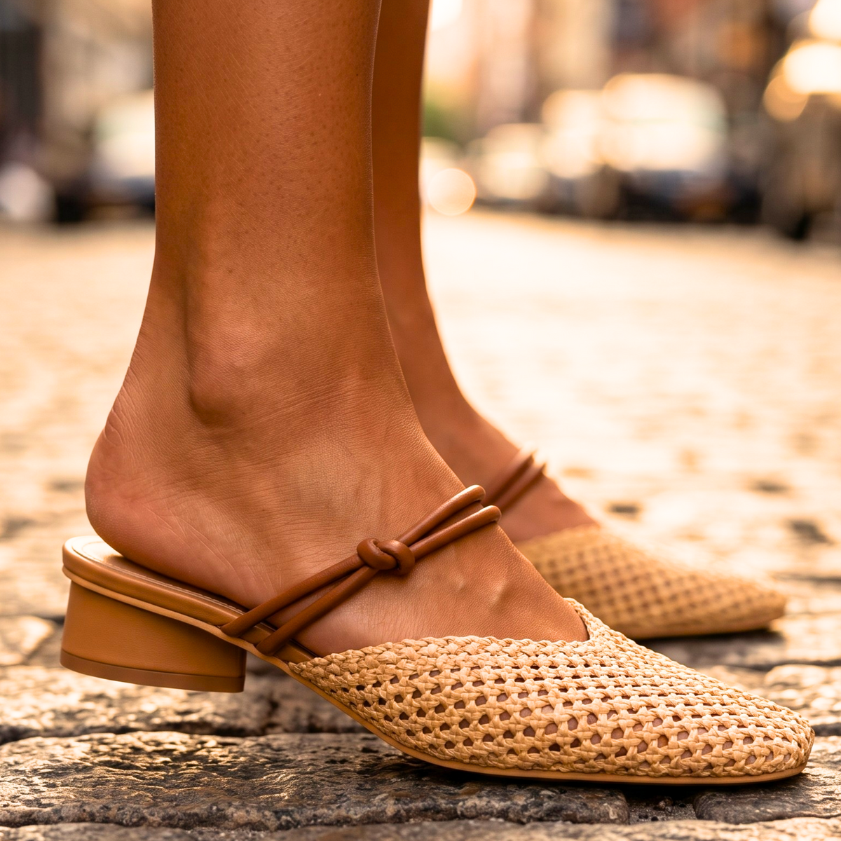 Pia - Mules Tressées à Double Bride
