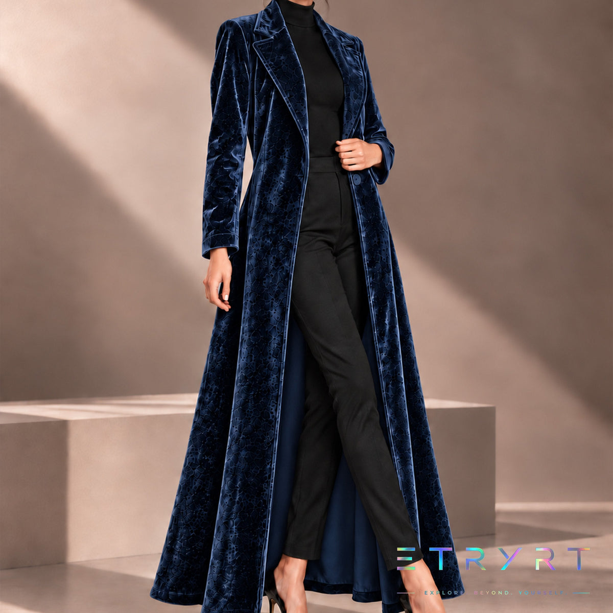 Béatrice | Manteau Long en Velours Ouvert