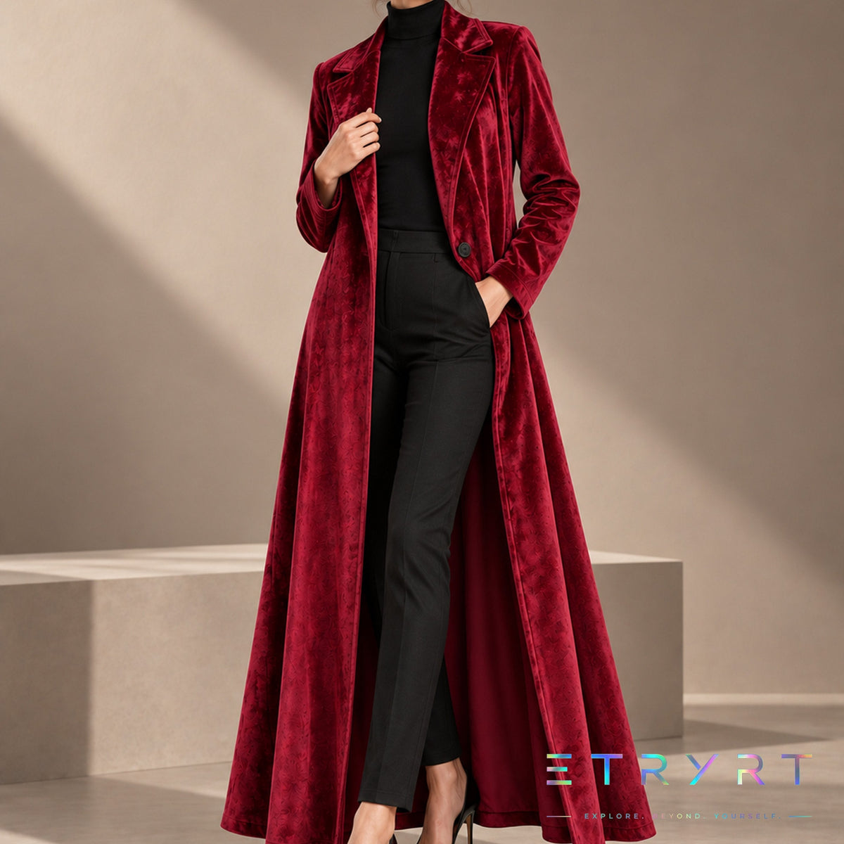 Béatrice | Manteau Long en Velours Ouvert