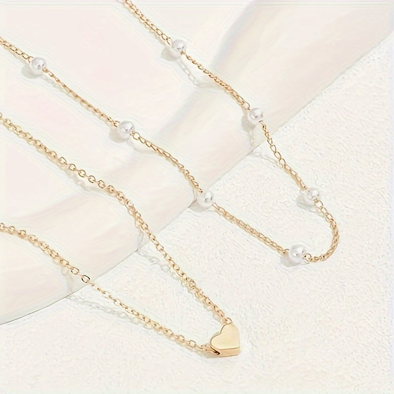 Margaux™ | Set Bijoux Cœur & Perles Superposés