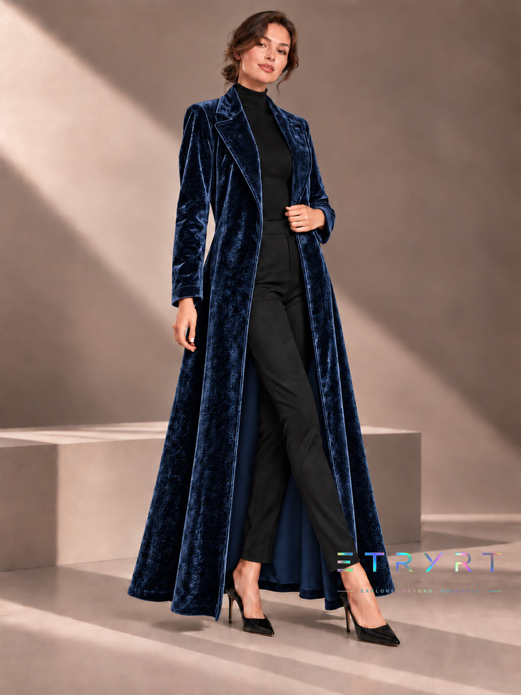 Béatrice | Manteau Long en Velours Ouvert
