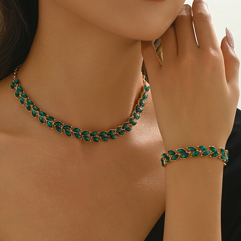 Émeraude™ | Duo Collier & Bracelet Cristal Vert