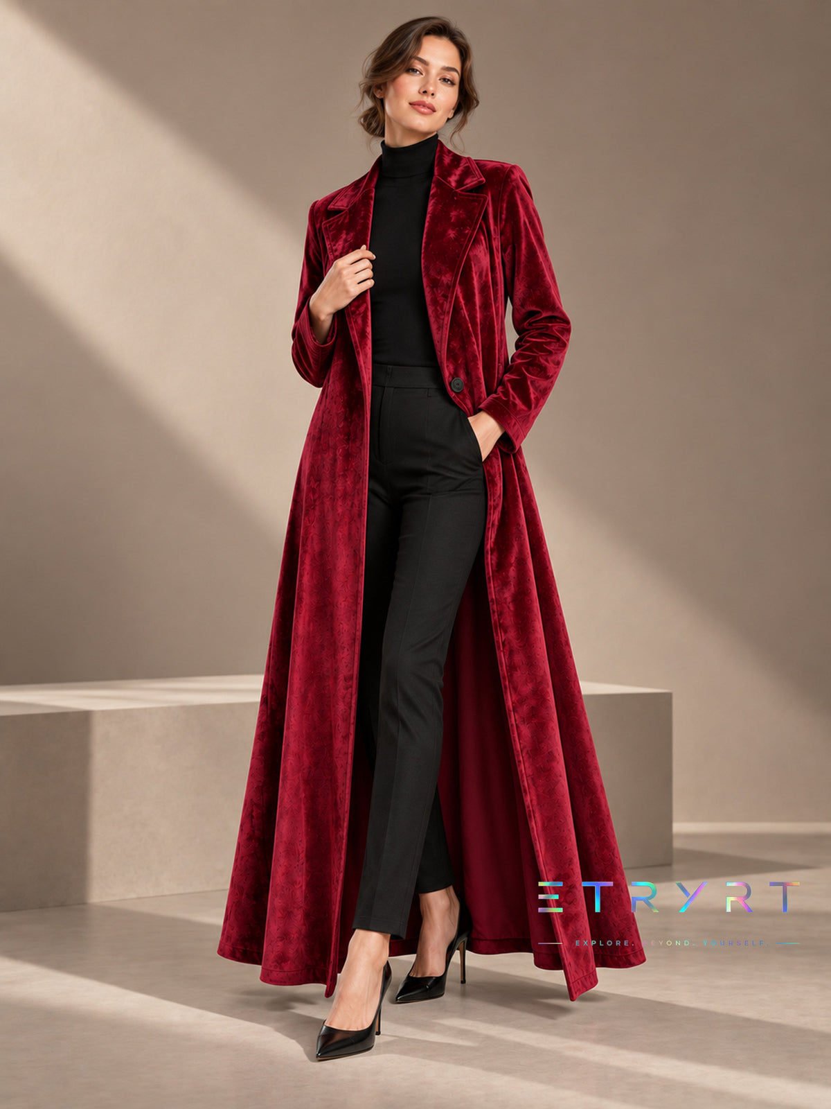 Béatrice | Manteau Long en Velours Ouvert