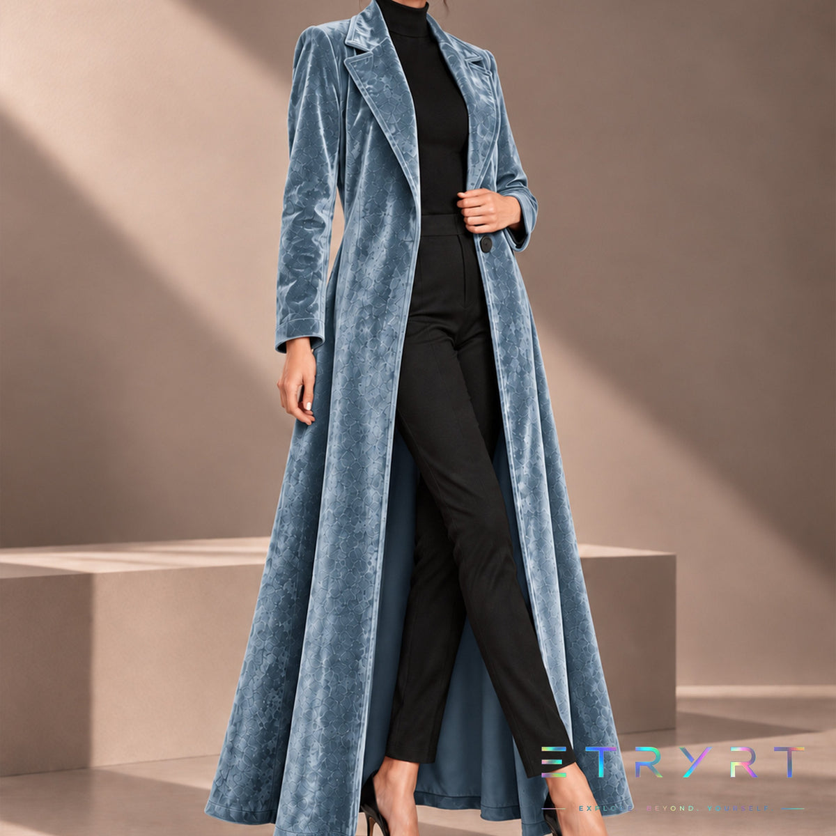 Béatrice | Manteau Long en Velours Ouvert