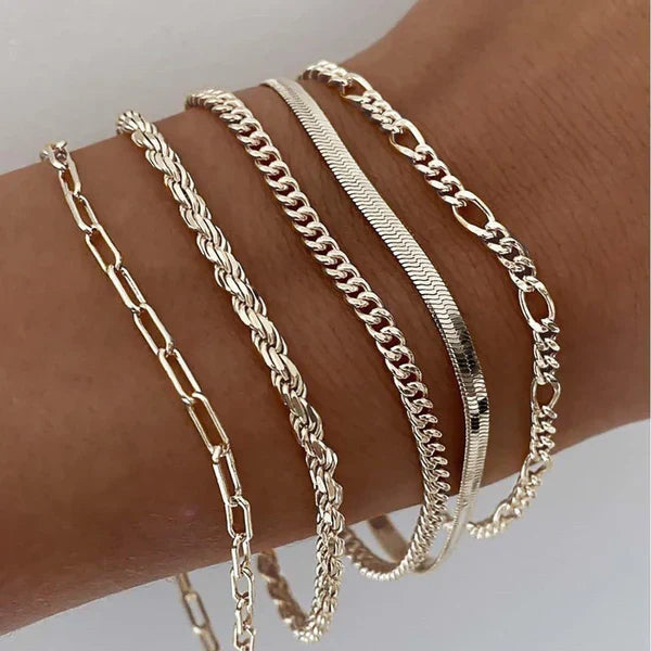 Adélaïde | Set de 5 Bracelets Dorés