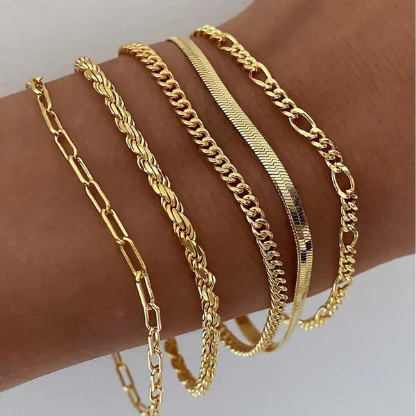 Adélaïde | Set de 5 Bracelets Dorés
