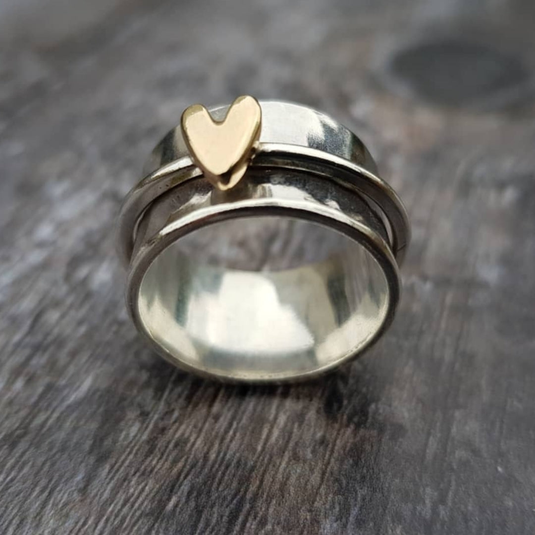 Paloma | Bague Argentée avec Cœur Doré