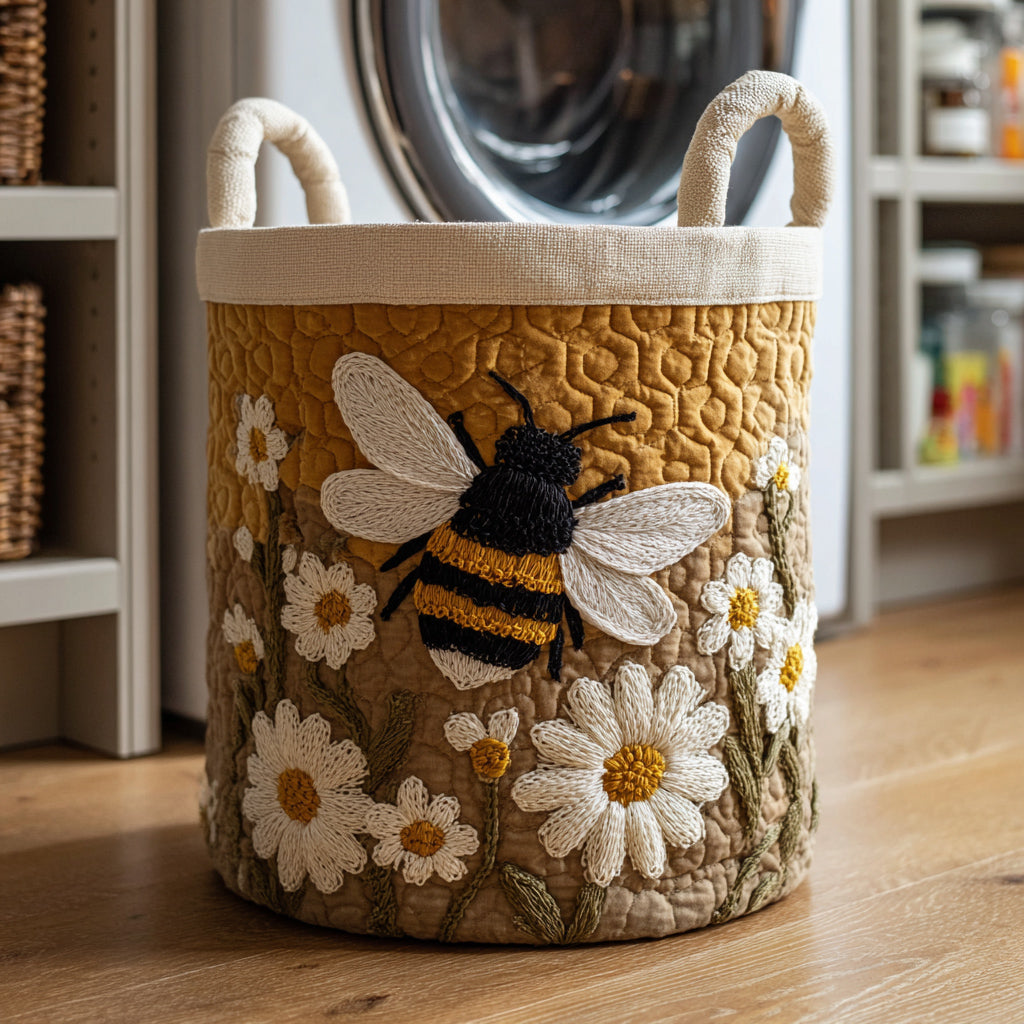 Abeille et Marguerites | Panier à Linge Matelassé