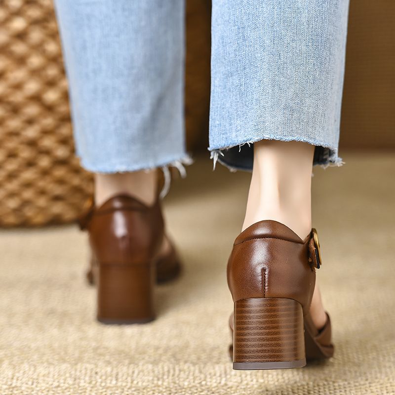 Séléna - Escarpins en Cuir à Bride en T