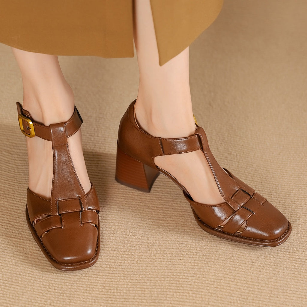 Séléna - Escarpins en Cuir à Bride en T