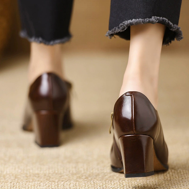 Rosa - Bottines Pointues en Cuir Véritable