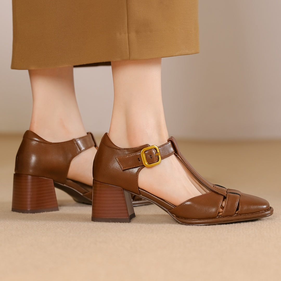 Séléna - Escarpins en Cuir à Bride en T