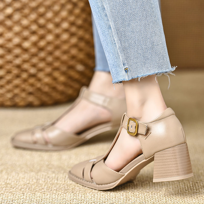 Séléna - Escarpins en Cuir à Bride en T