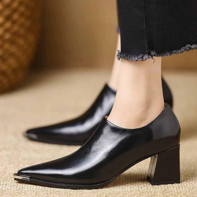 Rosa - Bottines Pointues en Cuir Véritable