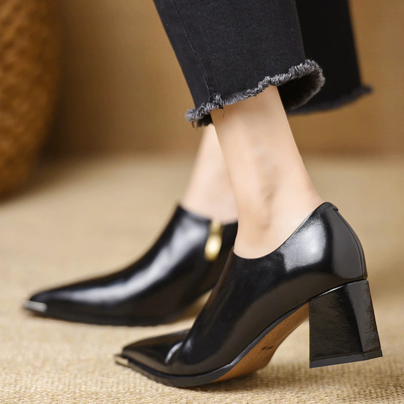 Rosa - Bottines Pointues en Cuir Véritable
