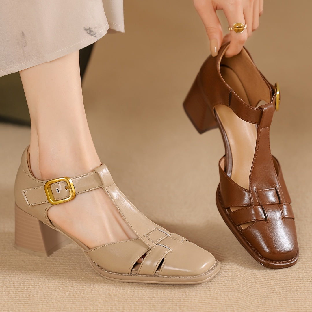 Séléna - Escarpins en Cuir à Bride en T