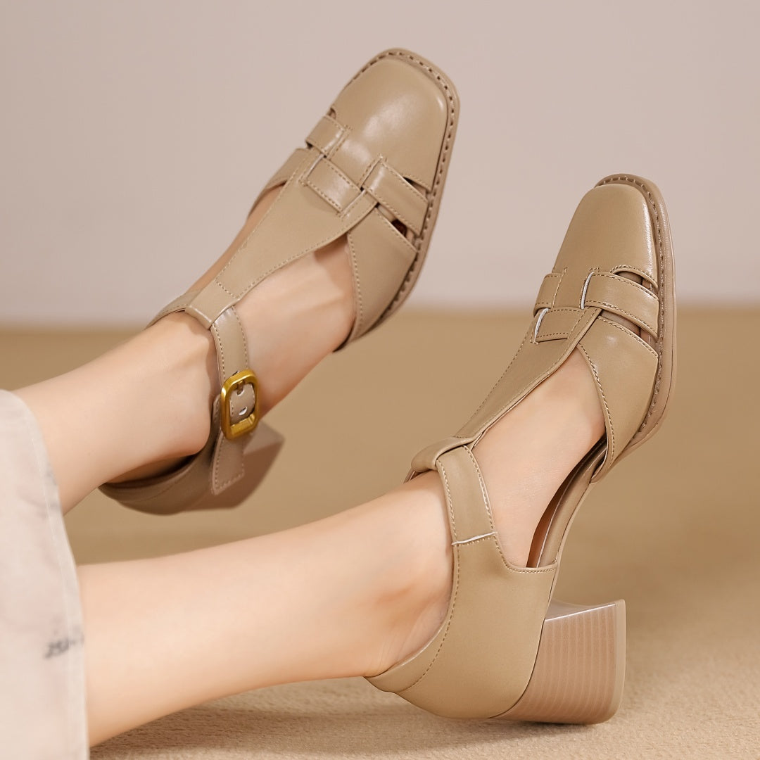 Séléna - Escarpins en Cuir à Bride en T