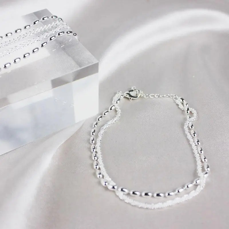 Ludivine | Set de Bracelets Élégants Argentés avec Zircons