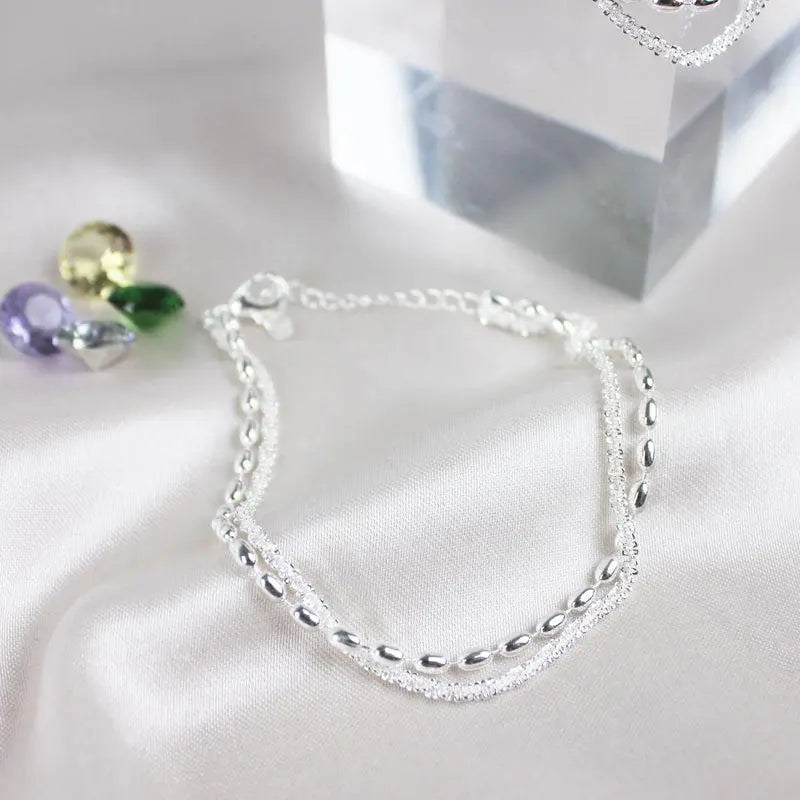 Ludivine | Set de Bracelets Élégants Argentés avec Zircons