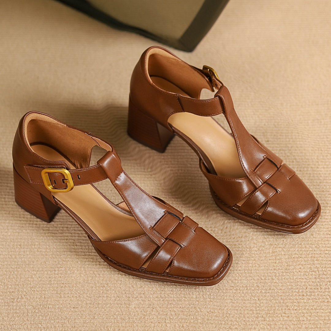 Séléna - Escarpins en Cuir à Bride en T