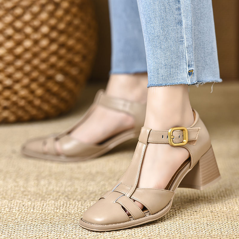 Séléna - Escarpins en Cuir à Bride en T