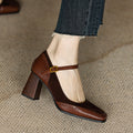 Charline - Escarpins Babies Perforés à Talon Carré
