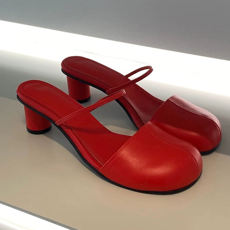 Nora - Mules à Bout Arrondi et Talon Sculpté