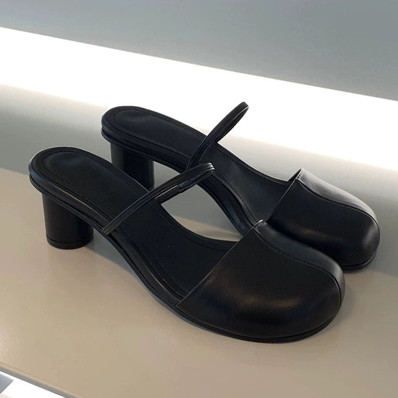 Nora - Mules à Bout Arrondi et Talon Sculpté