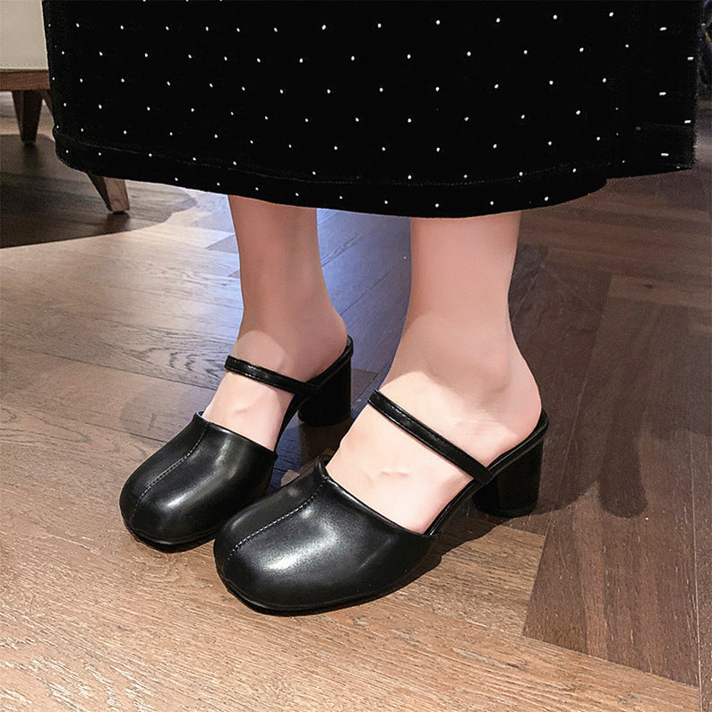 Nora - Mules à Bout Arrondi et Talon Sculpté