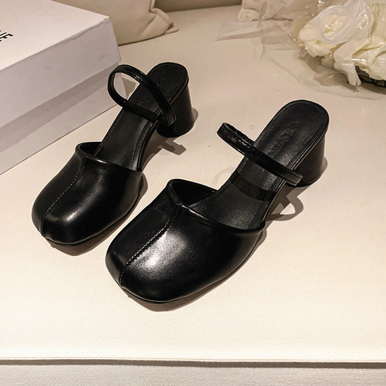Nora - Mules à Bout Arrondi et Talon Sculpté