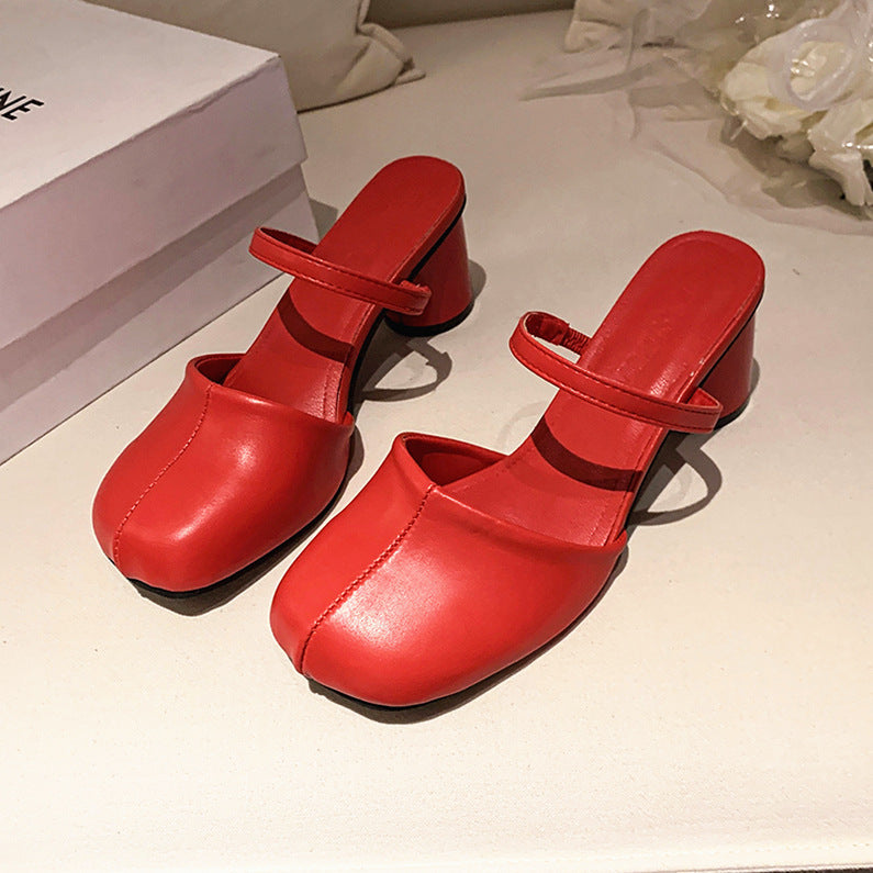 Nora - Mules à Bout Arrondi et Talon Sculpté
