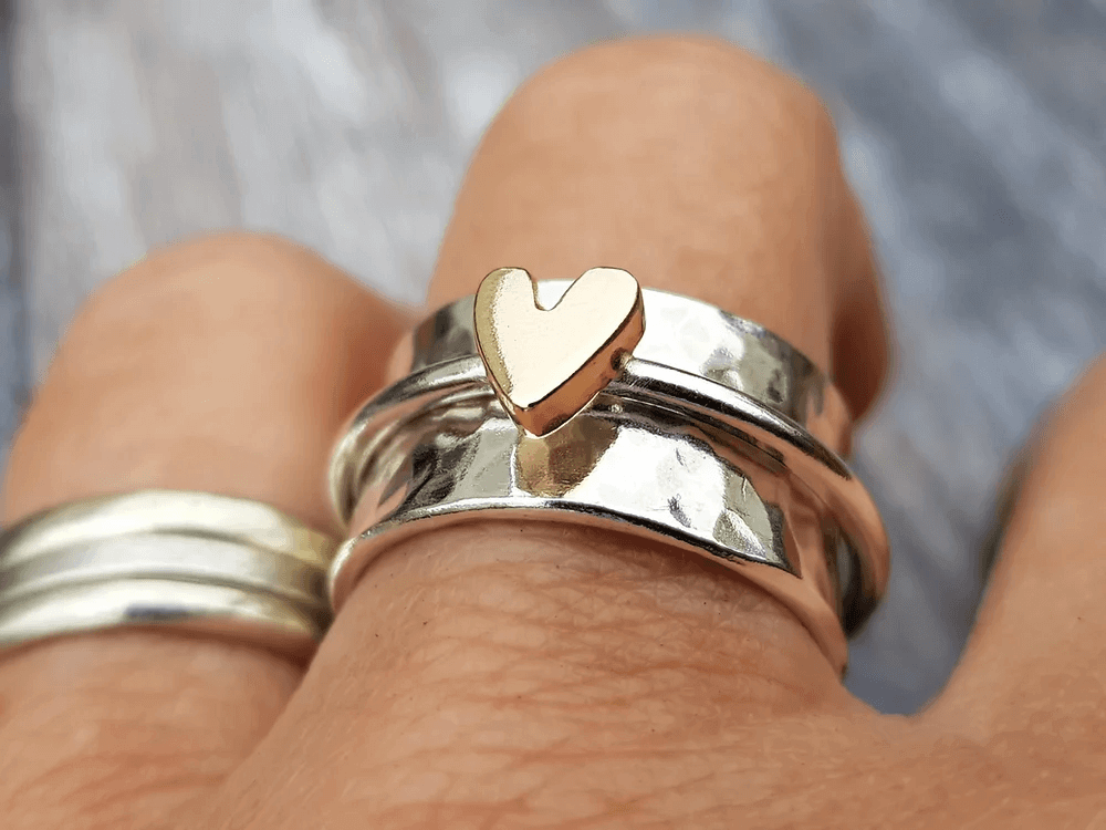 Paloma | Bague Argentée avec Cœur Doré