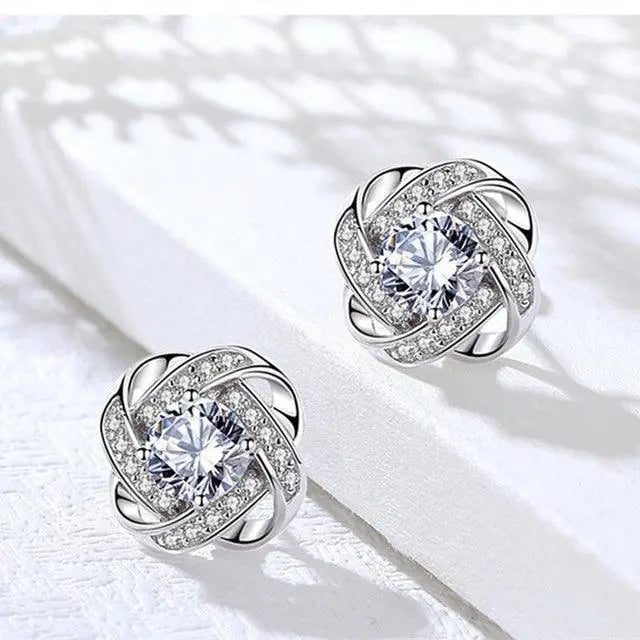 Fabienne | Boucles d'Oreilles Spirale Dorées à Cristaux